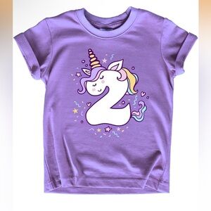 NWT Purple Unicorn 2 year old birthday Kids T-Shirt